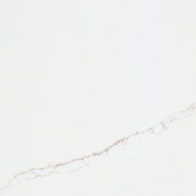 White quartz countertop with subtle, brown veining.
