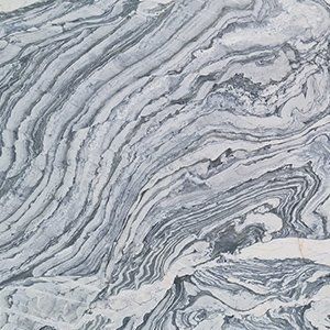 Swirling white and gray marble pattern, resembling layered waves.