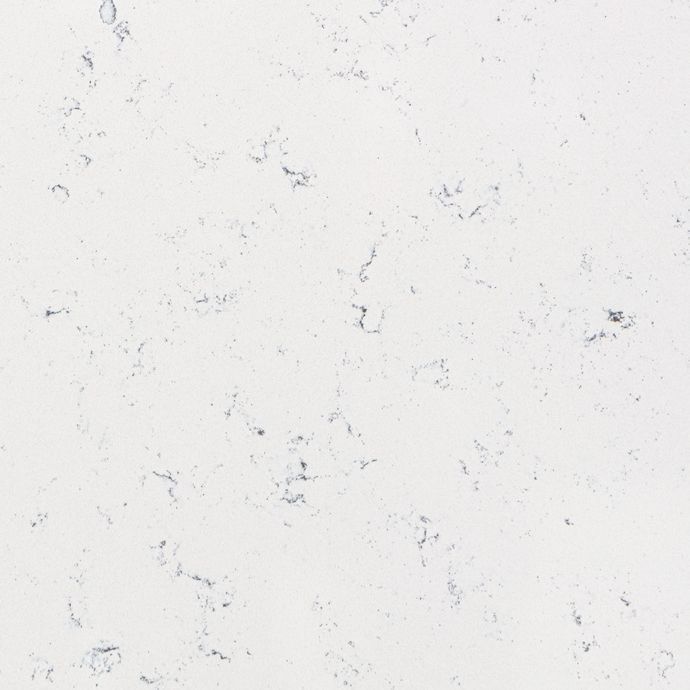 White countertop with subtle blue veining.