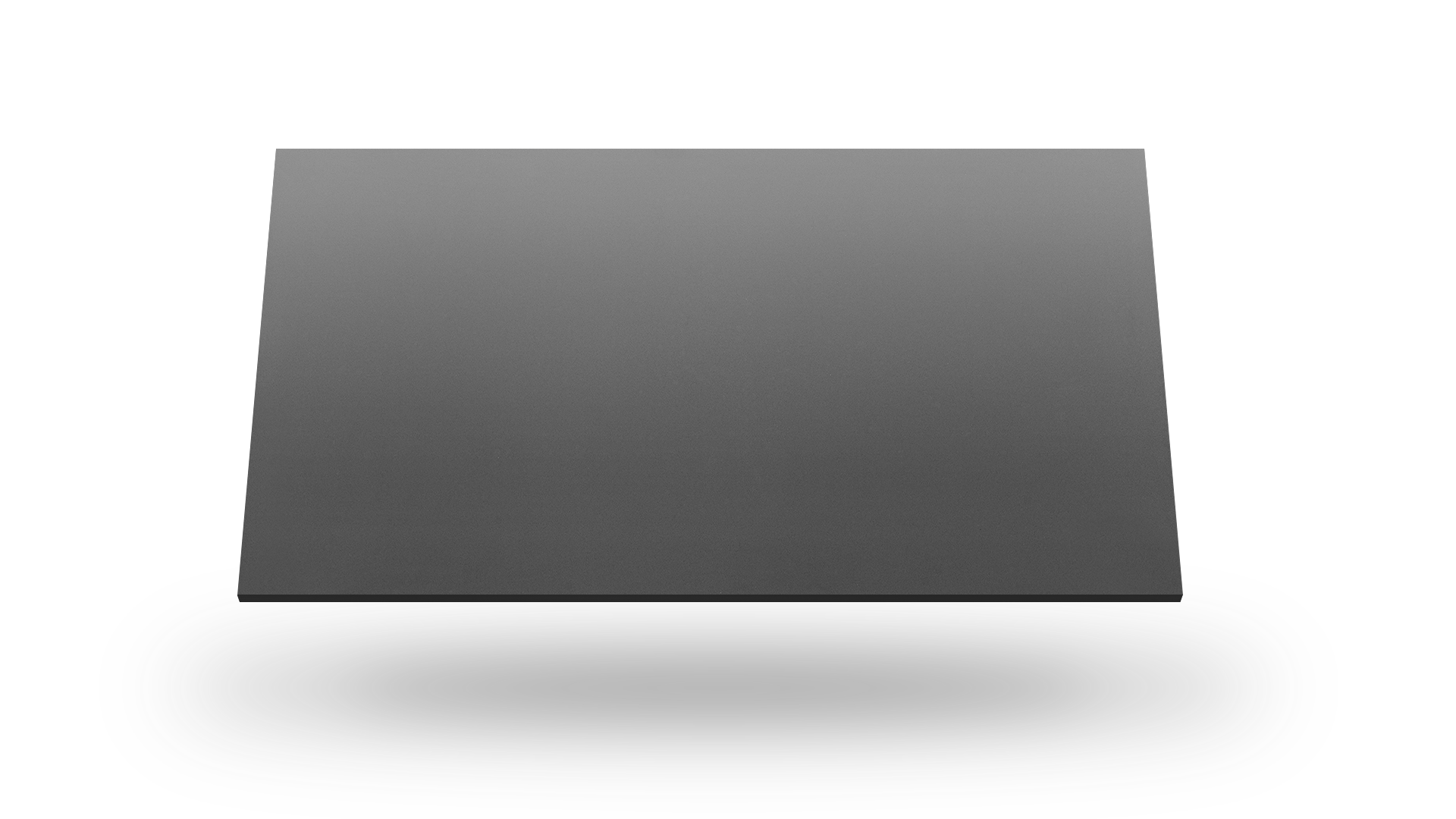 Gray, rectangular panel floating above a white background.