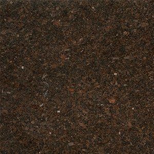 Dark brown granite surface, speckled with lighter flecks and red-brown inclusions.