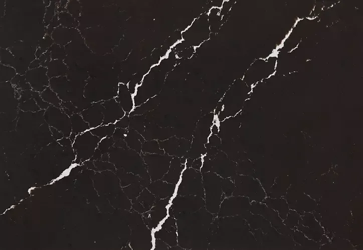Black marble surface with white veining.