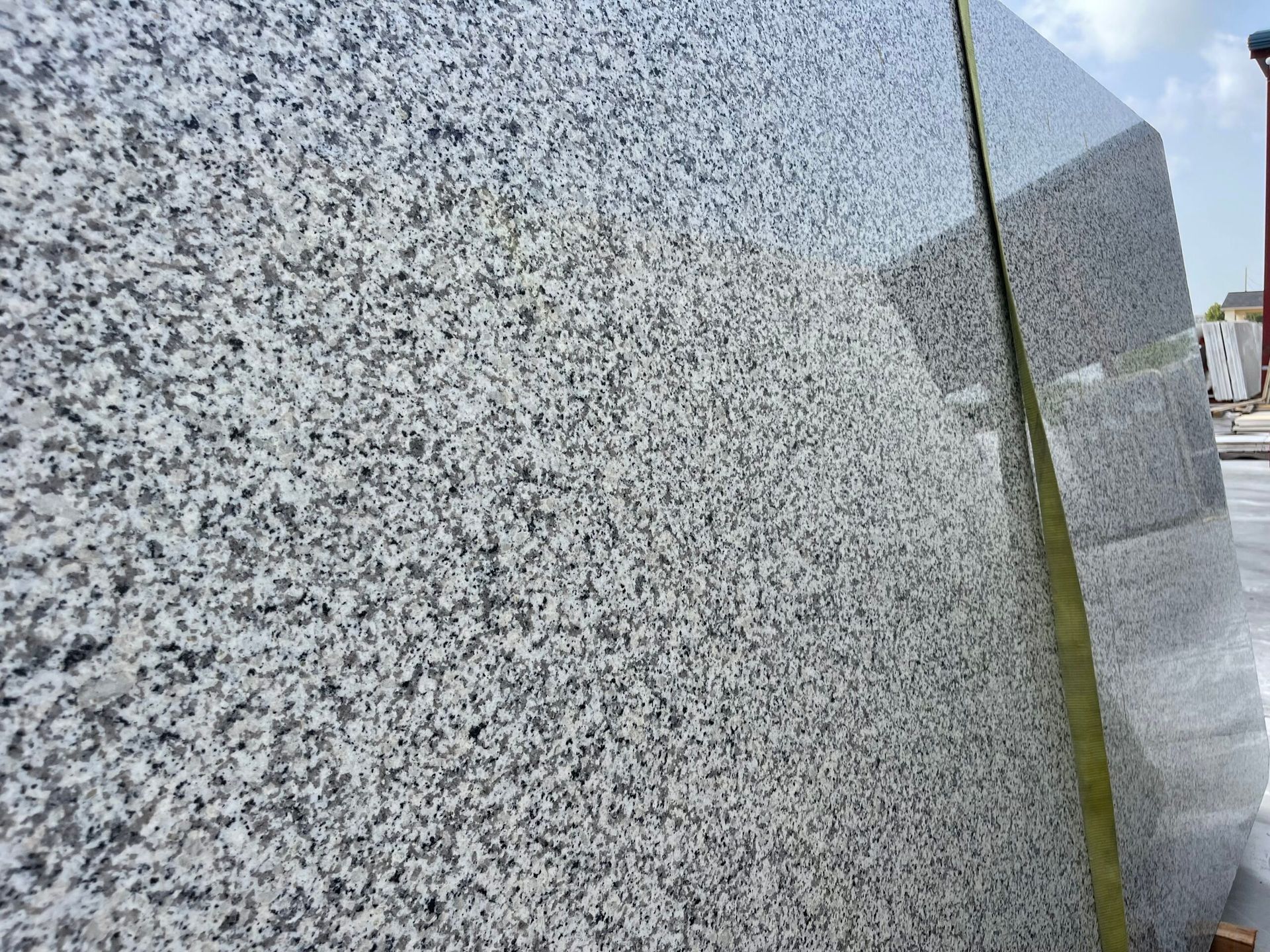 Gray and white granite slabs.