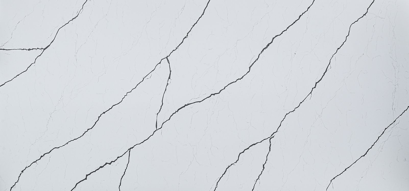 White stone surface with dark gray veining.