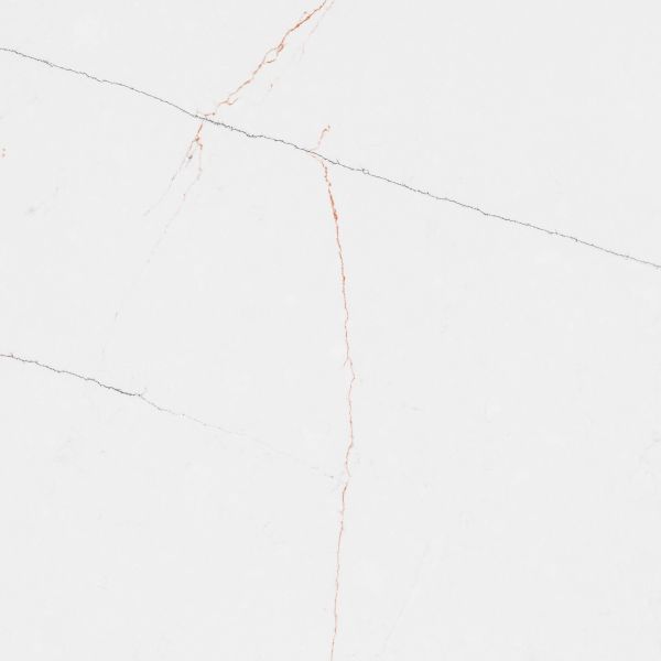 White marble tile with fine, reddish-brown and gray veining.