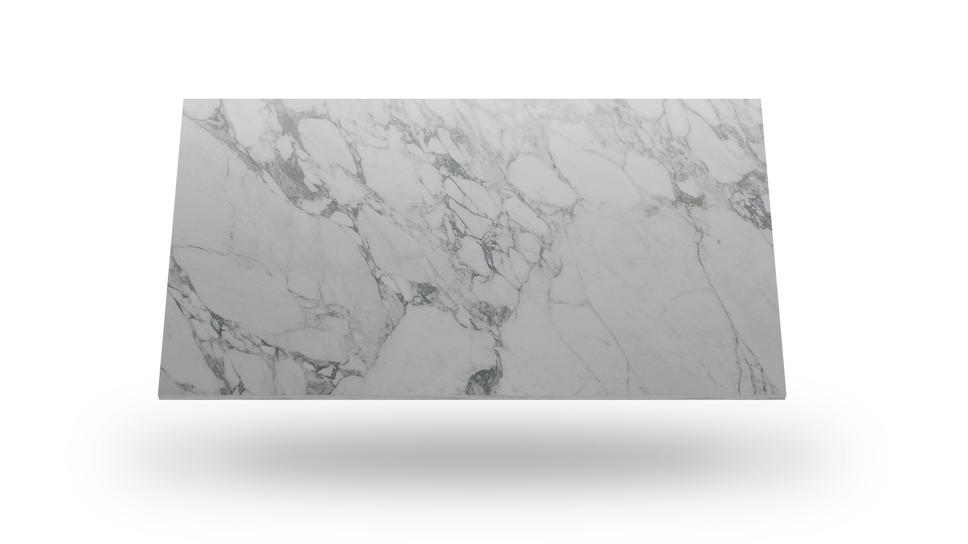 White rectangular marble slab with gray veining.