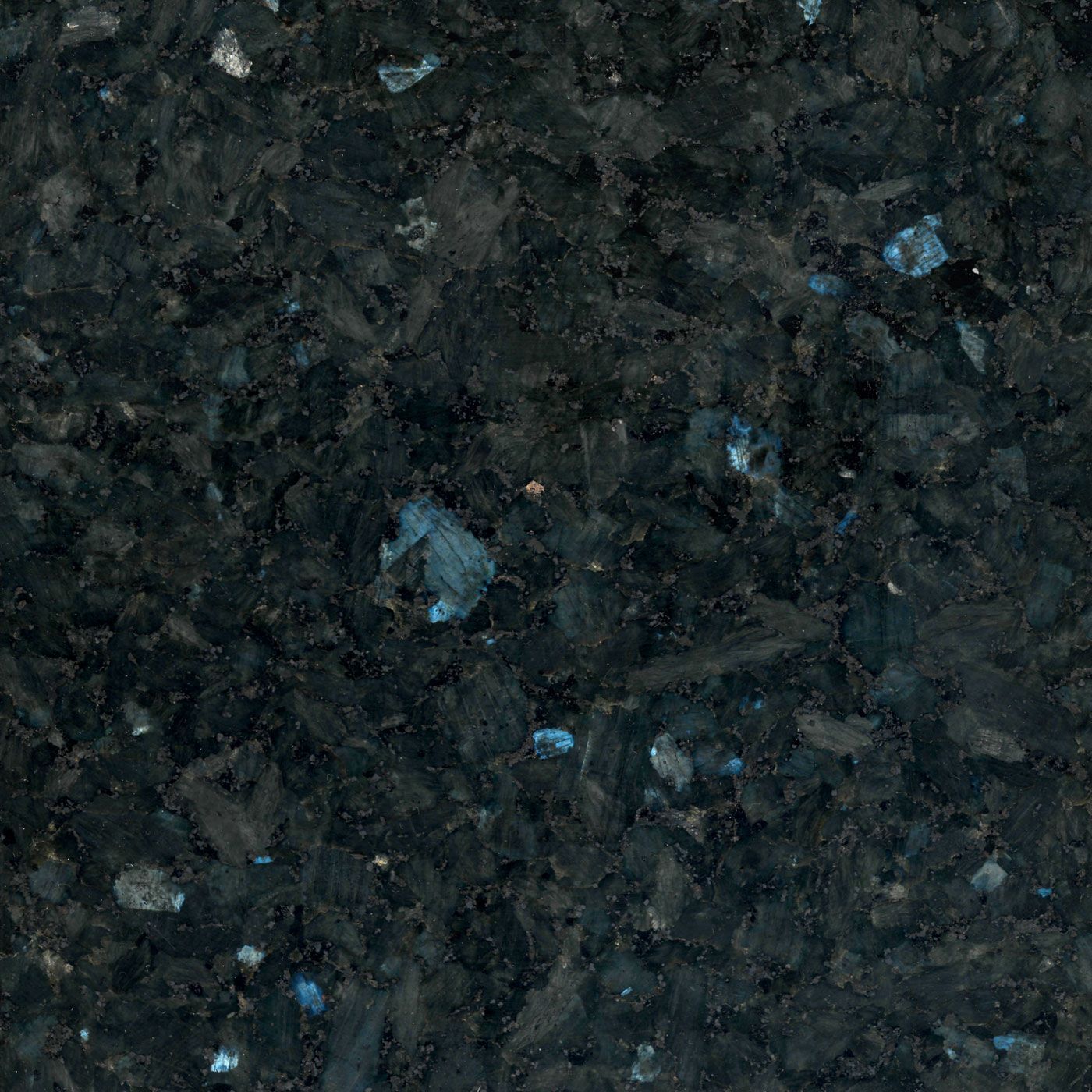 Dark blue granite with flecks of lighter blue and gray.