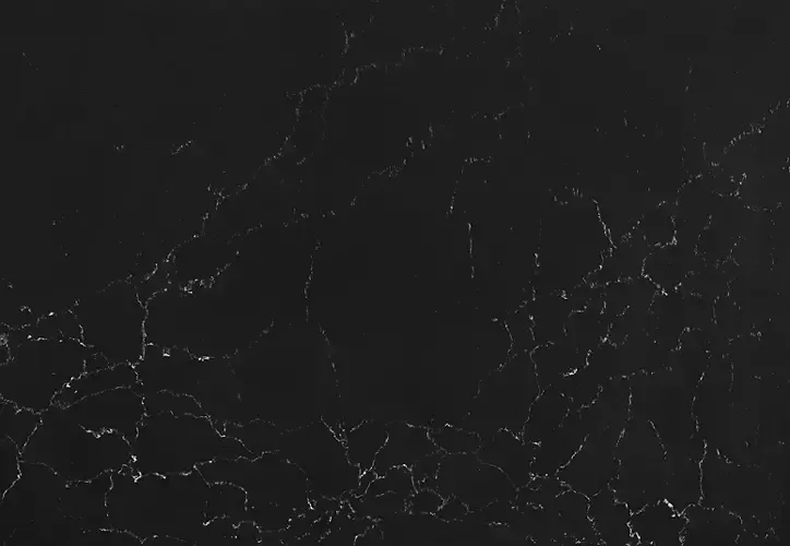 Black countertop with white veining.