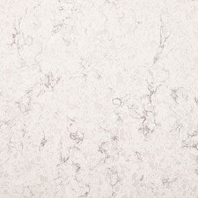 White quartz countertop with gray veining.