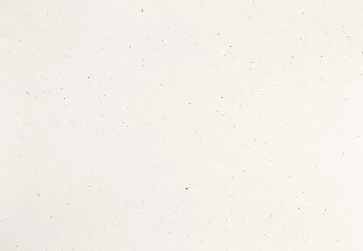 Off-white, textured background with tiny dark specks.