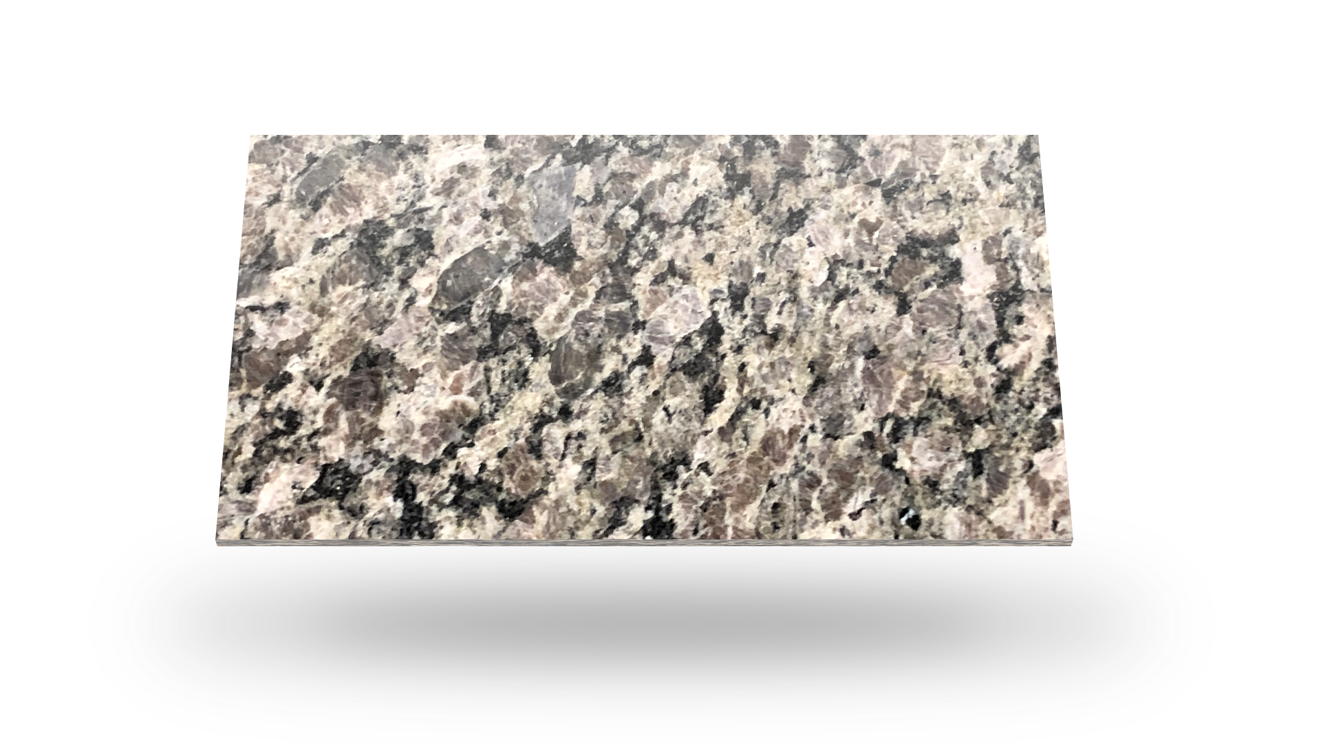 A rectangular granite countertop with shades of gray, black, and white.
