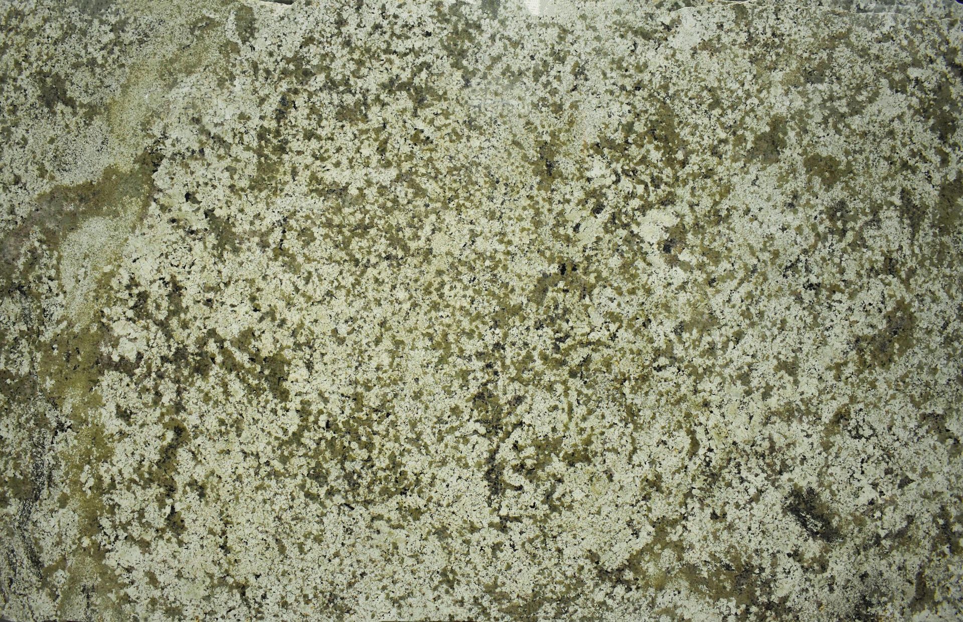 Granite slab with light gray and yellow/green mottled pattern.