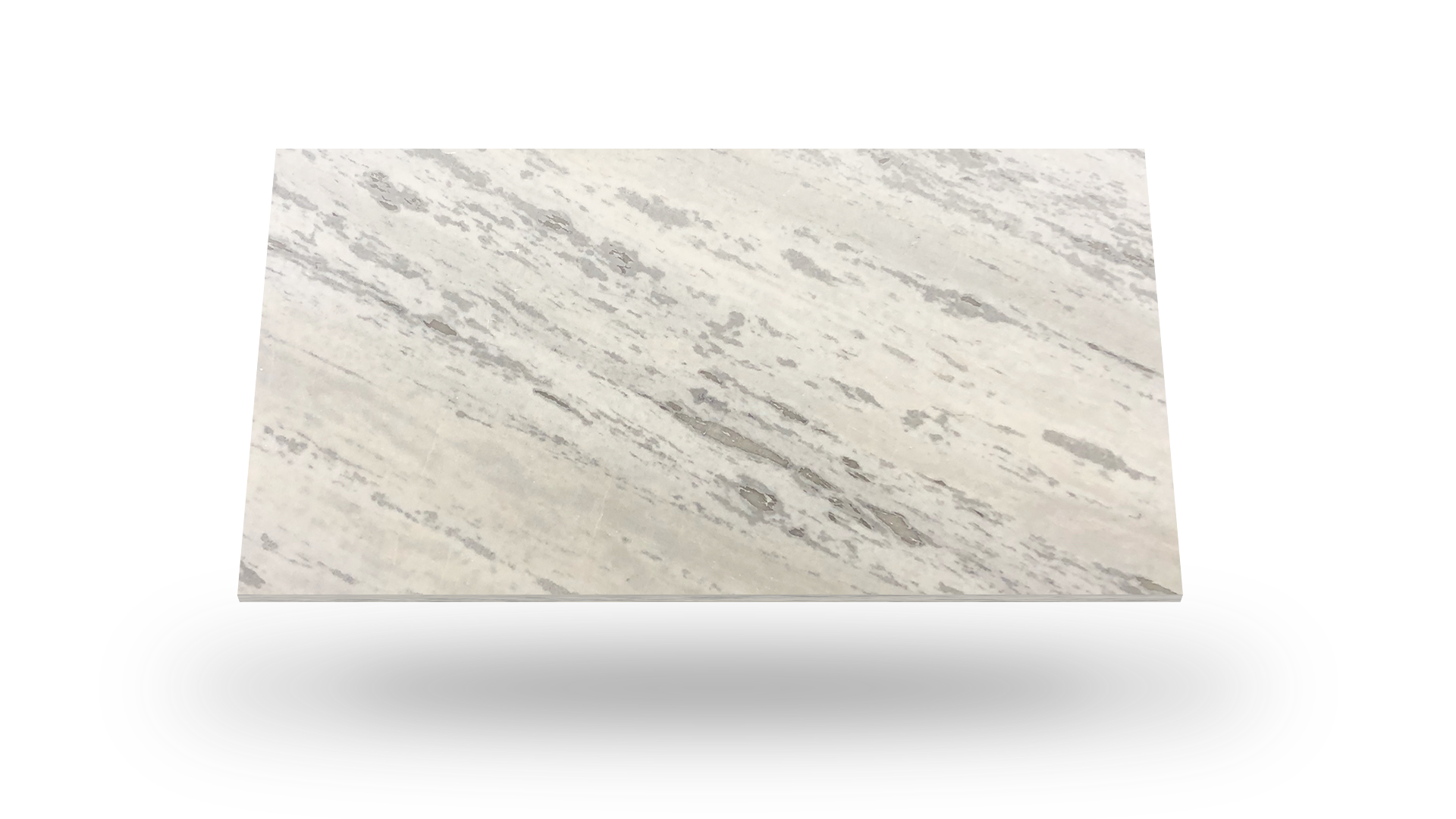 White countertop with grey veining and a shadow.