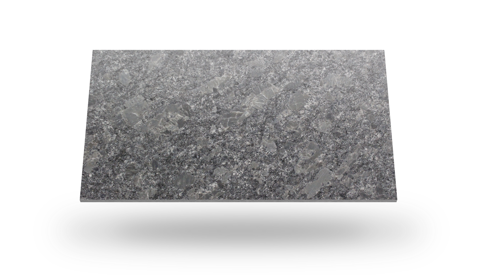 Gray rectangular stone tile, textured surface, floating in the air.