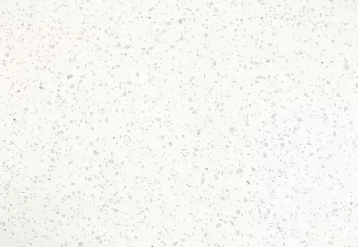 White countertop with small flecks of gray and silver.