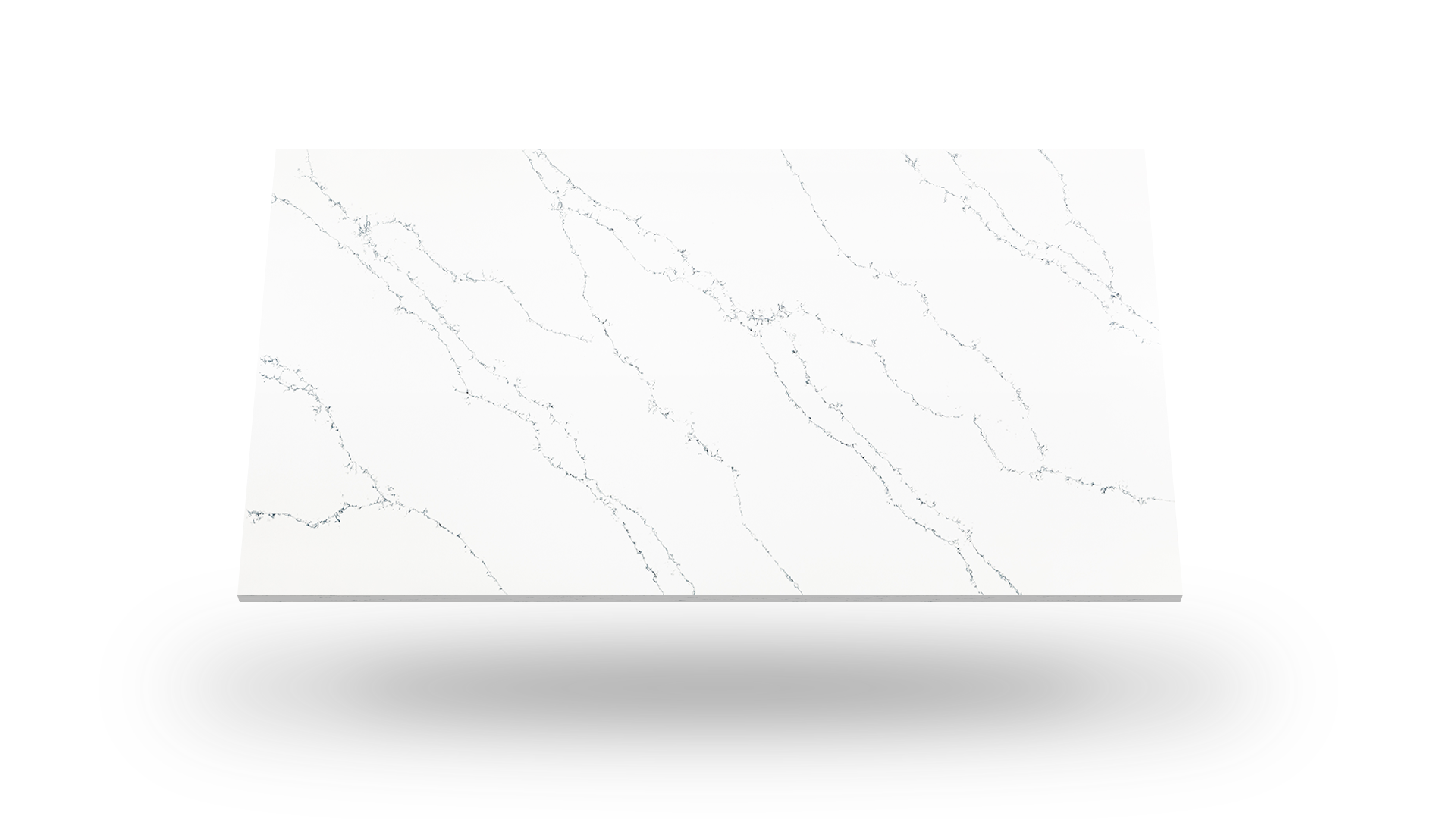 White countertop with gray veining.