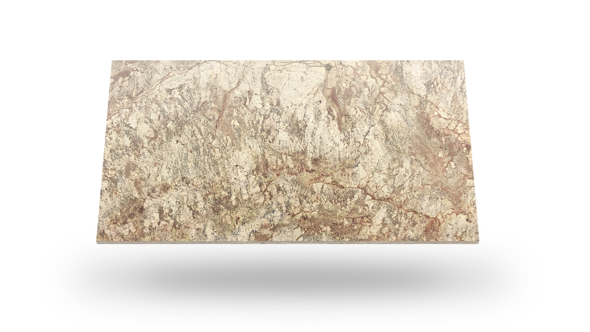 Tan granite countertop with brown and cream veining, floating against white background.