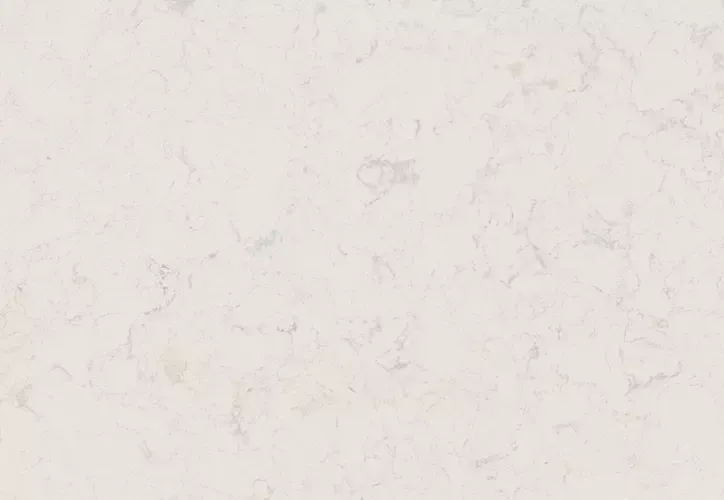Cream-colored quartz countertop with subtle gray veining throughout the surface.