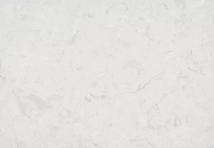 White quartz countertop with subtle gray veining.