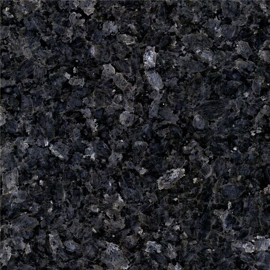Black granite surface with speckled texture, featuring various shades of gray and lighter crystals.