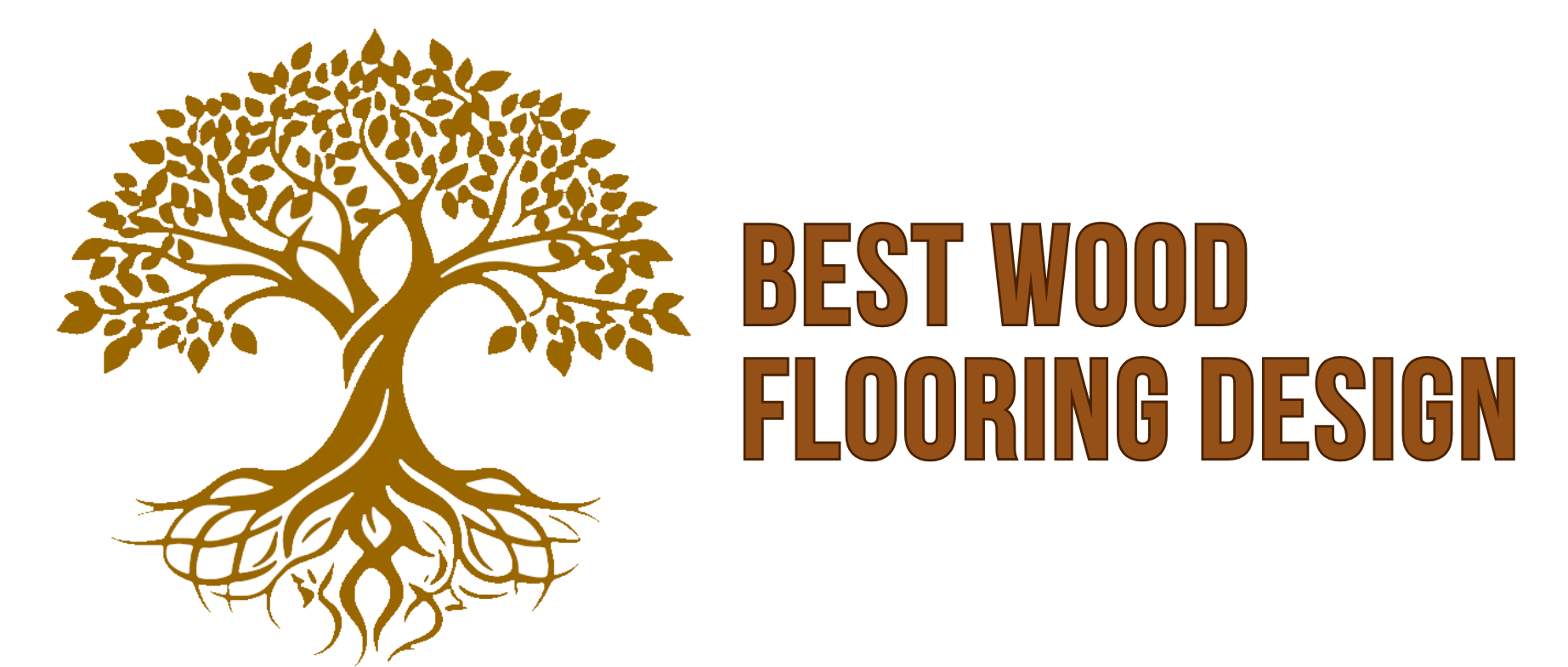 The logo for best wood flooring design shows a tree with roots.