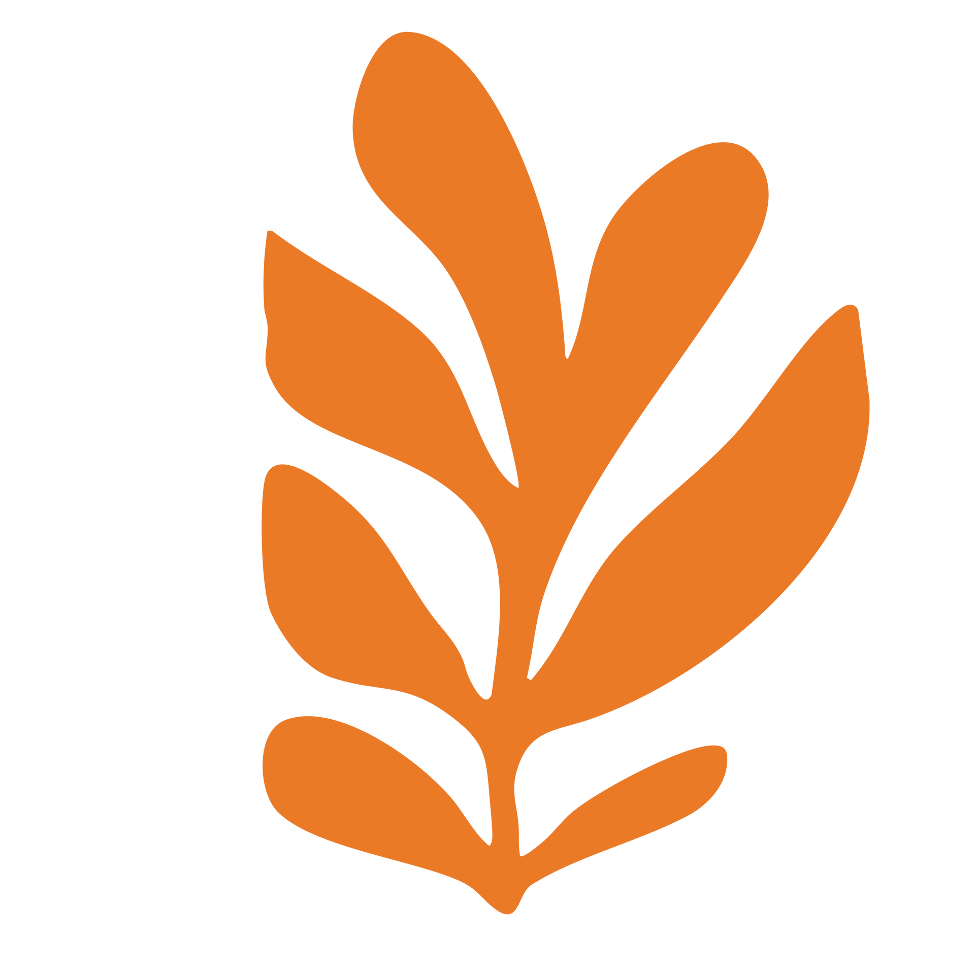 Orange leaf-like shape.