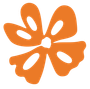 Orange flower shape with white ovals.
