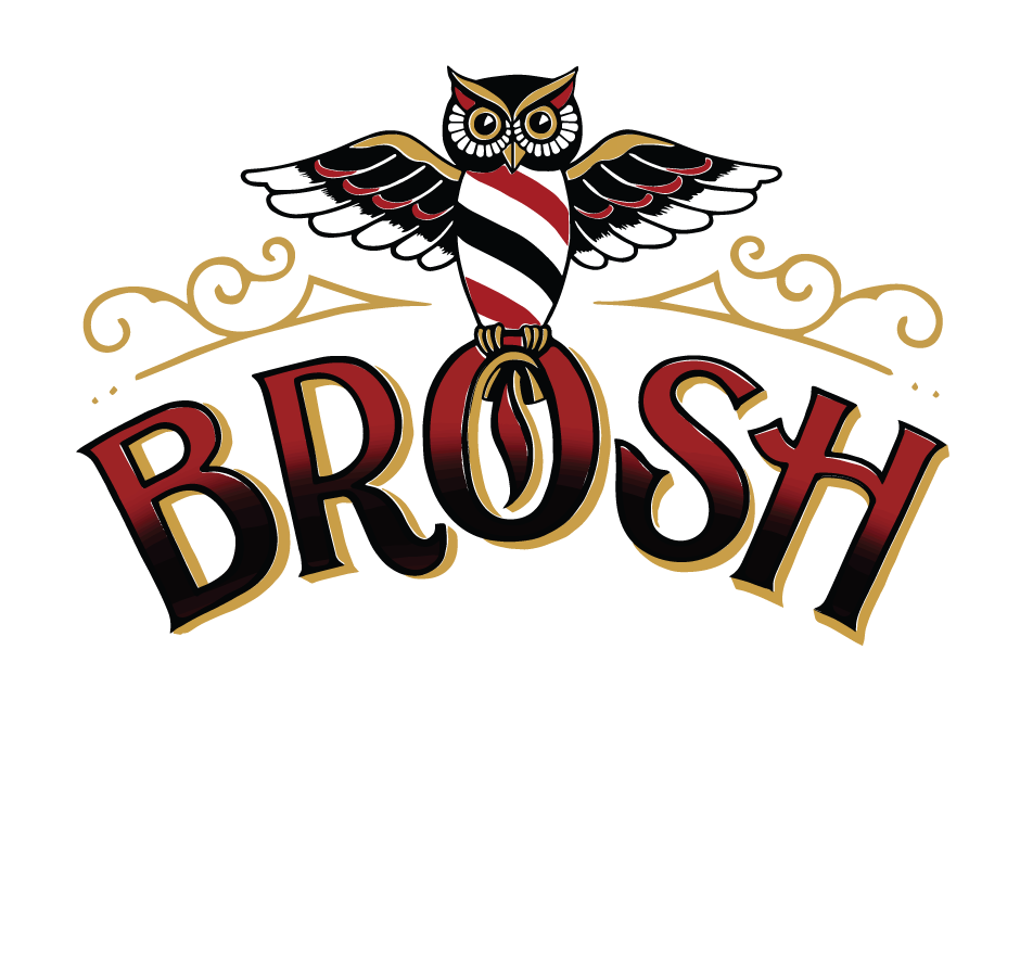 A logo for a barber shop with an owl on it