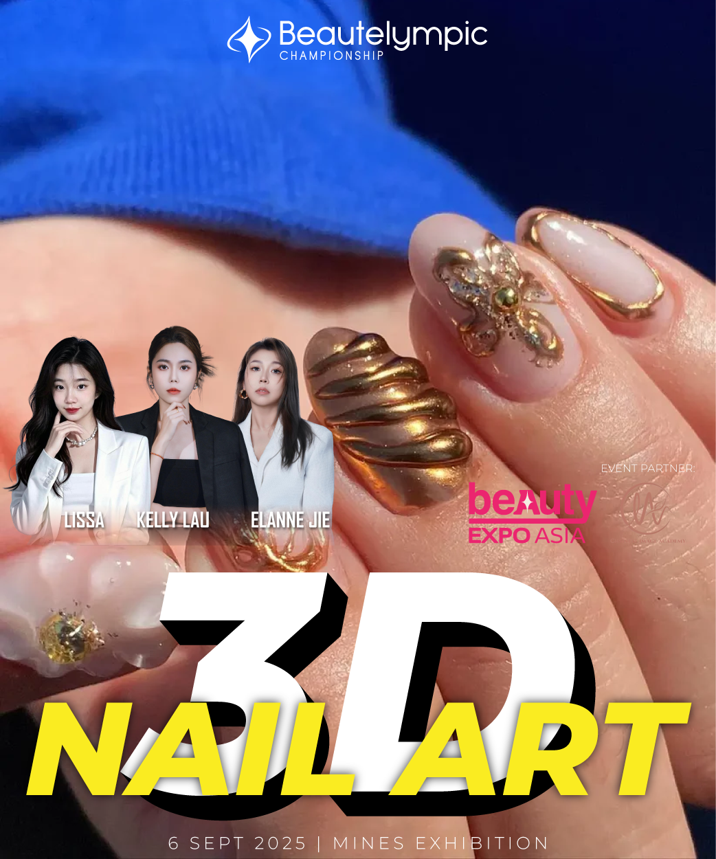 A poster for a beauty expo asia called 3d nail art