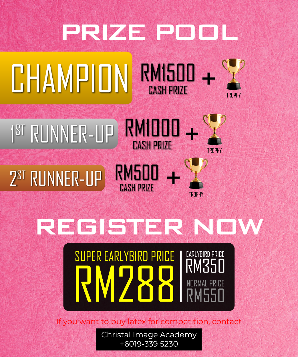 A poster that says prize pool on it