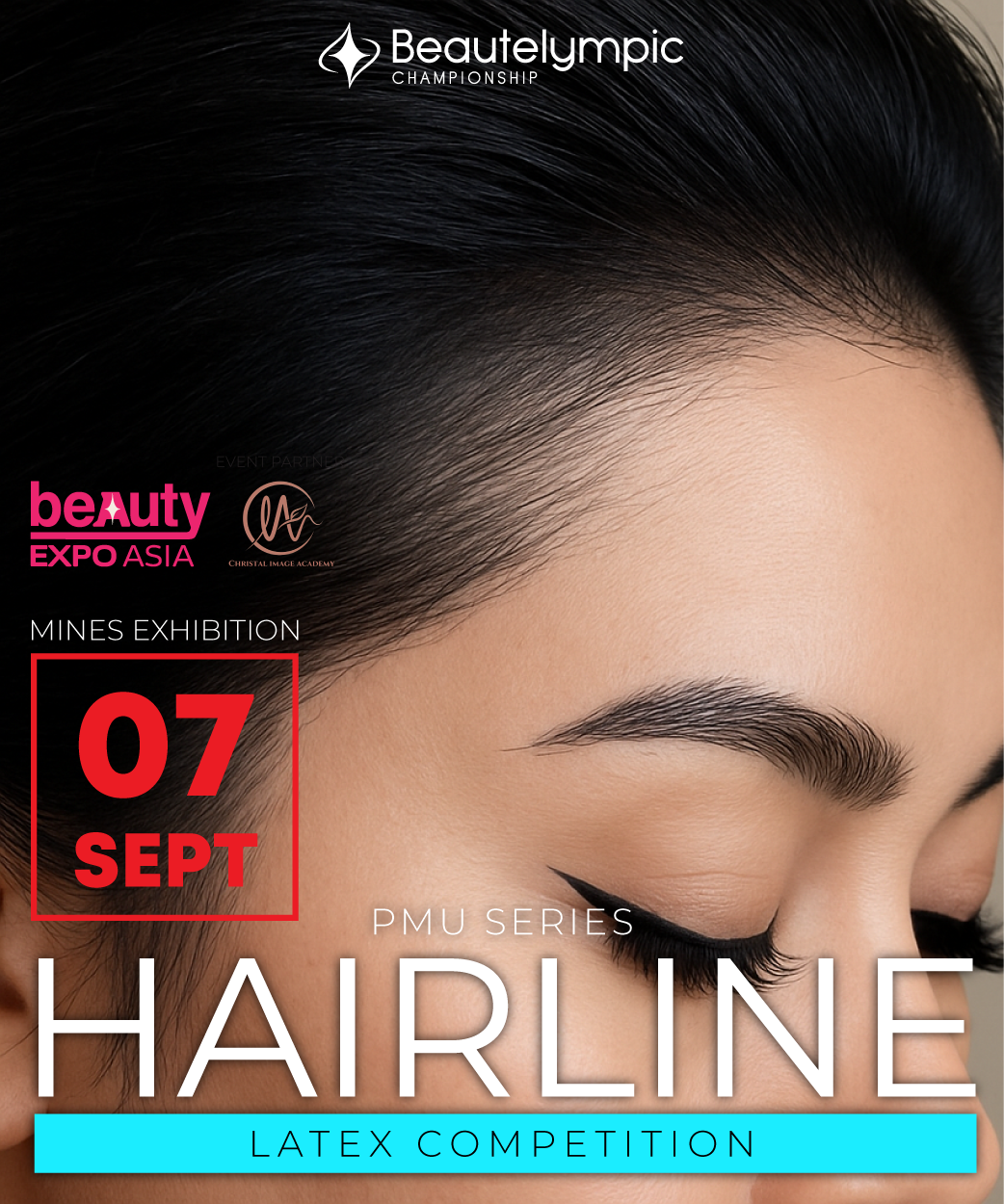 A poster for the beauty expo asia shows a woman 's face