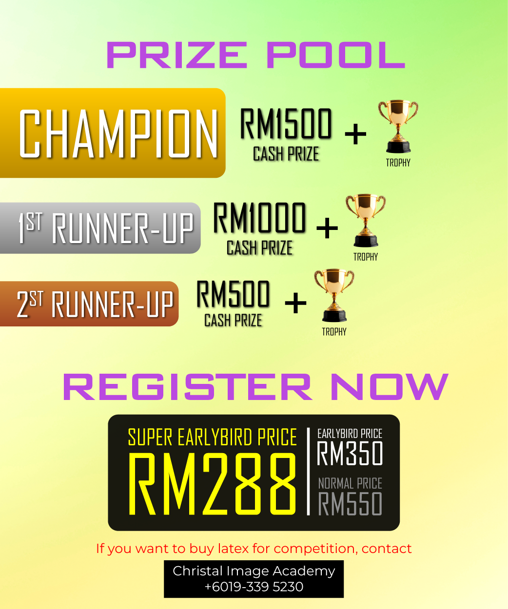 A poster for a prize pool that says prize pool register now