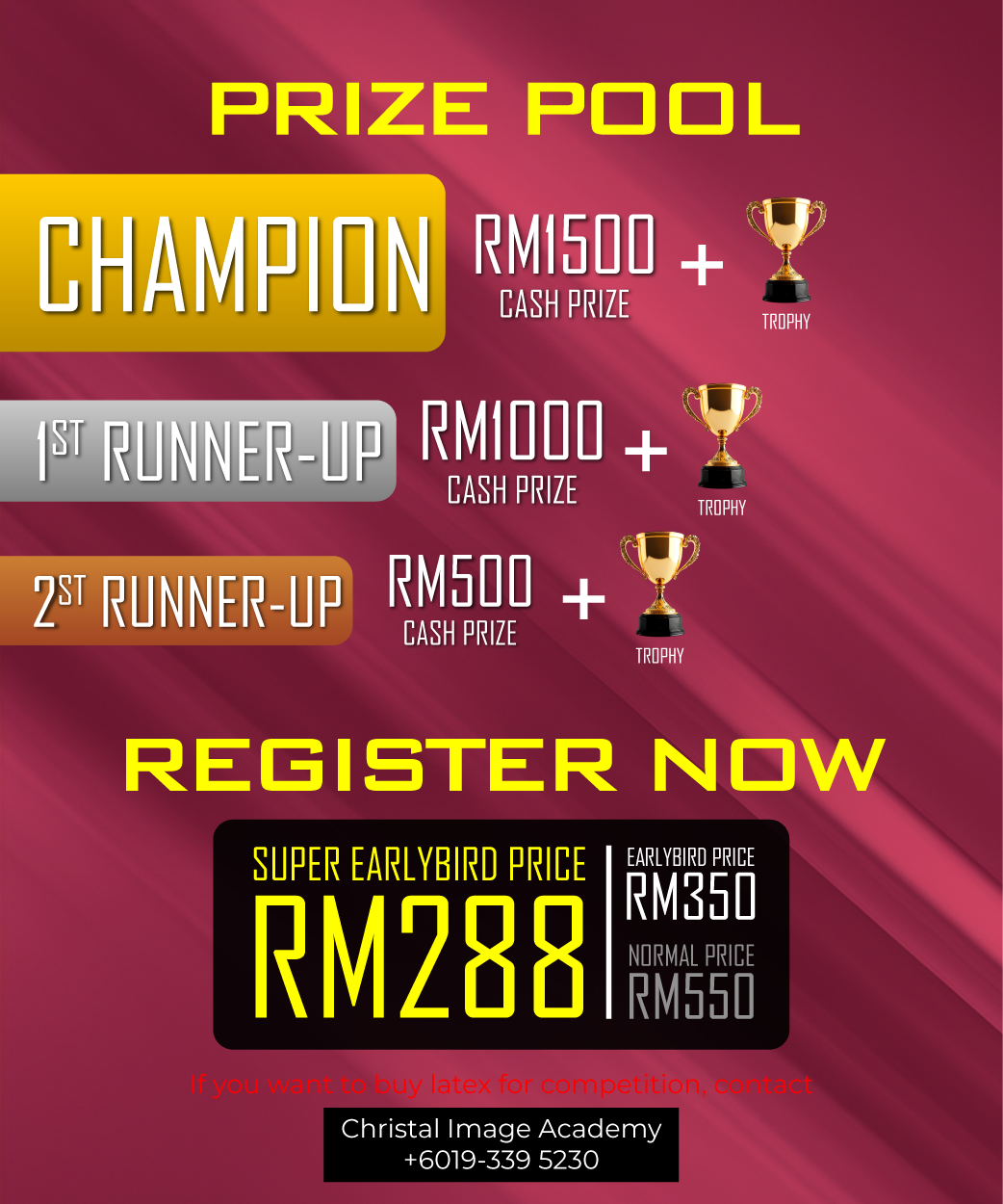 A poster that says prize pool register now on it