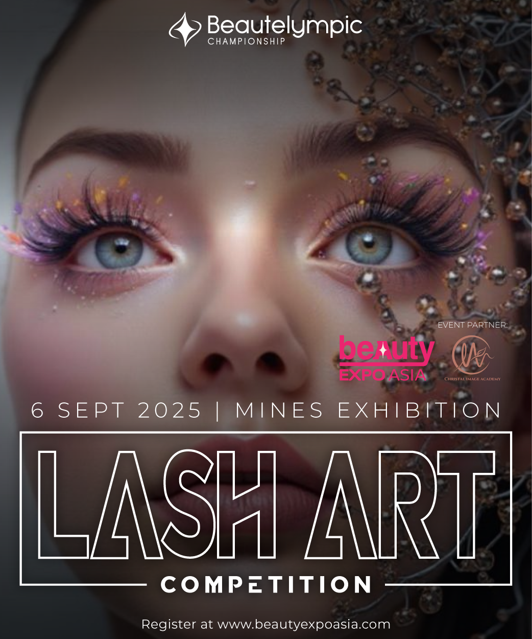 A poster for a beauty competition called lash art