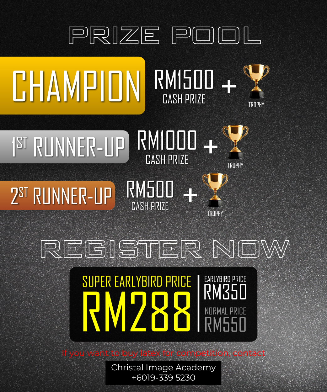 A poster that says prize pool on it