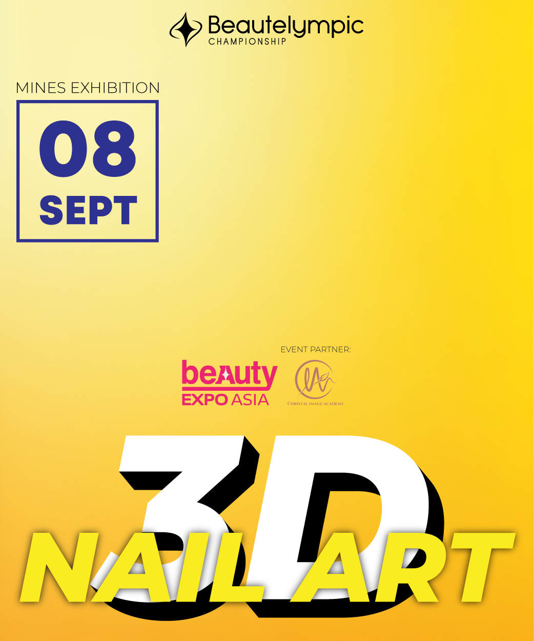 A poster for a beauty expo asia called 3d nail art