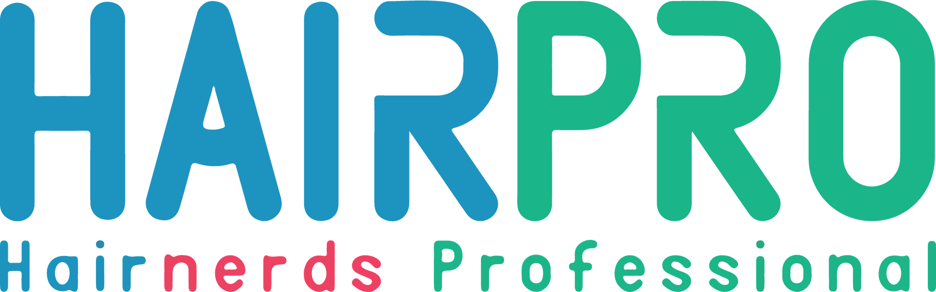 The logo for hairpro hair nerds professional is blue and green.