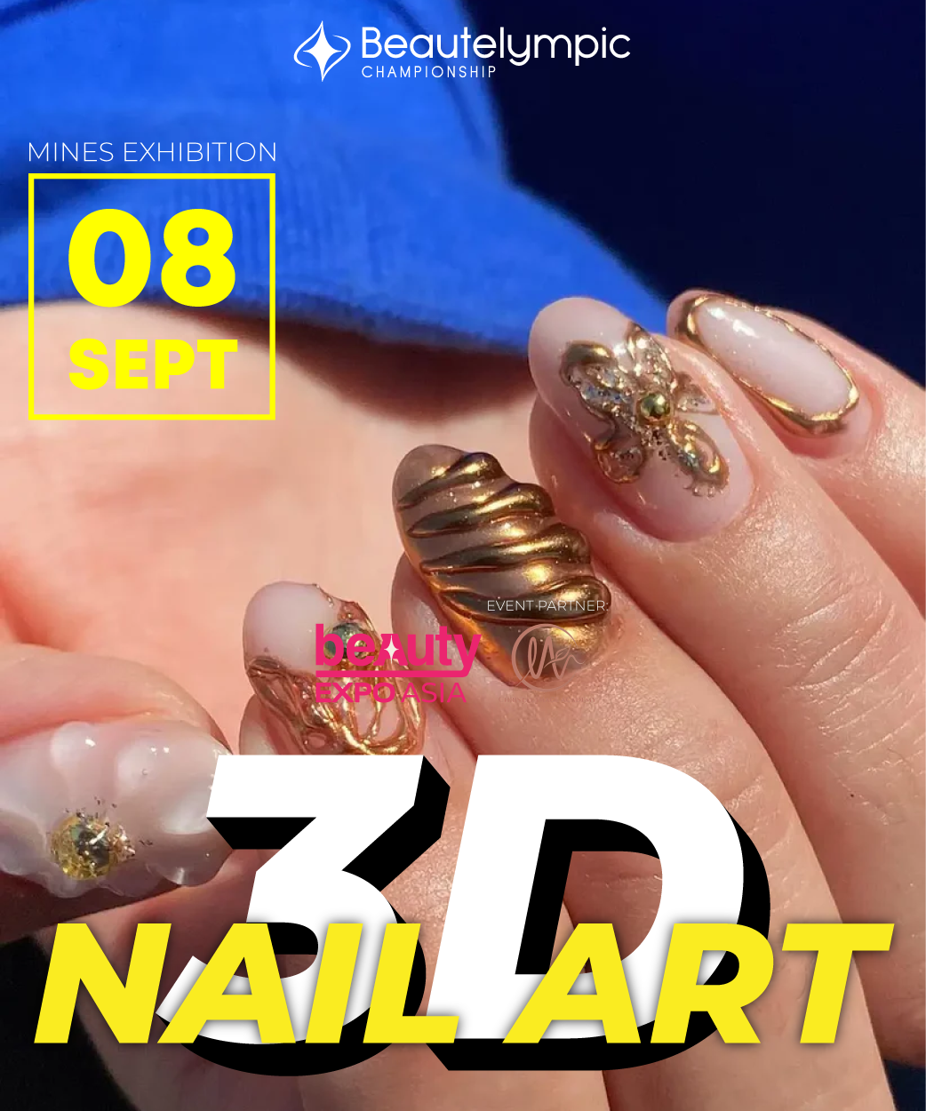 A poster for a beauty expo asia called 3d nail art