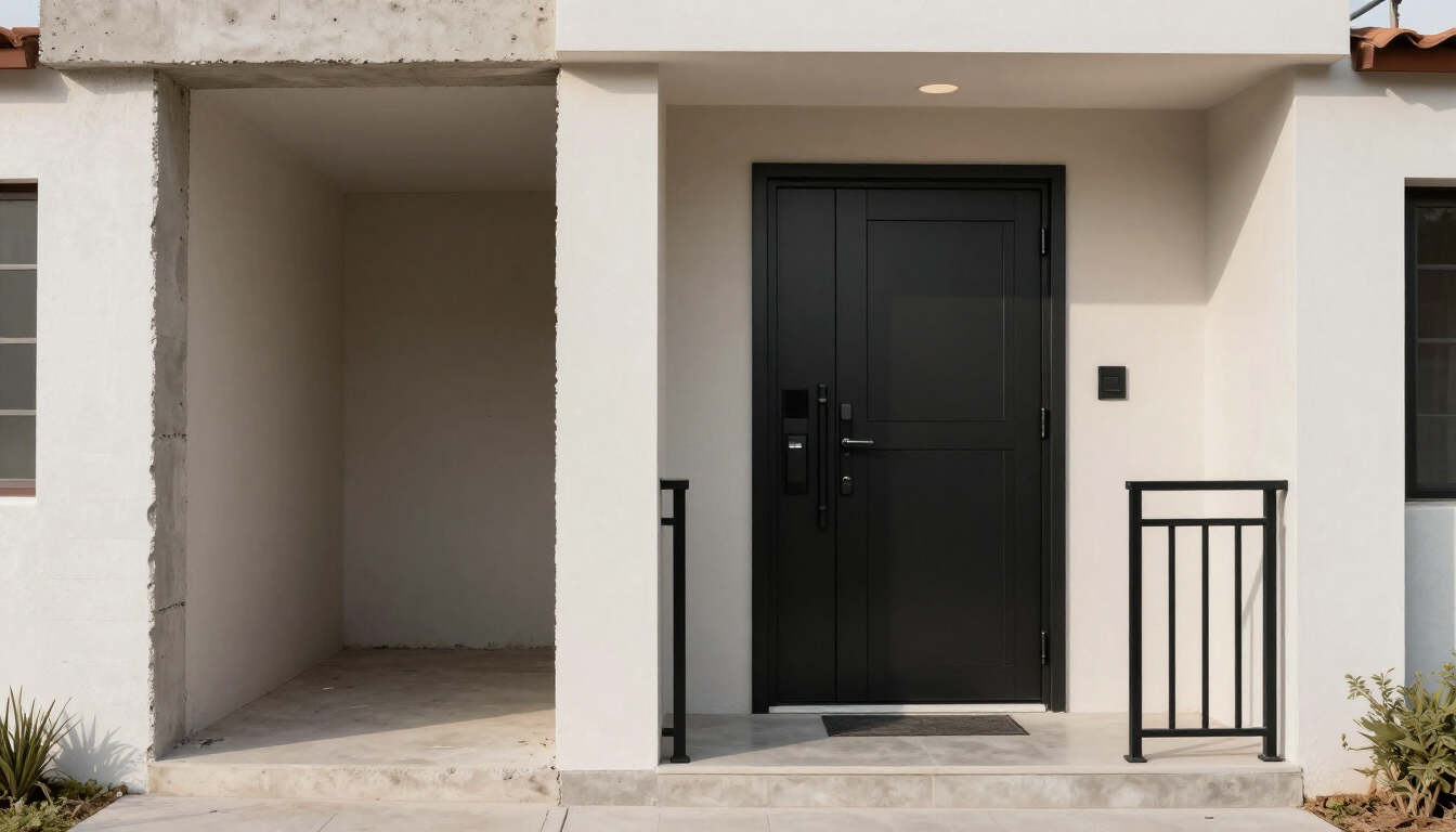 Antes y después de una puerta de seguridad residencial