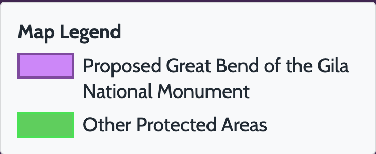 Illustration highlighting the Great Bend of the Gila National Monument, a protected public land area rich in natural and cultural resources.