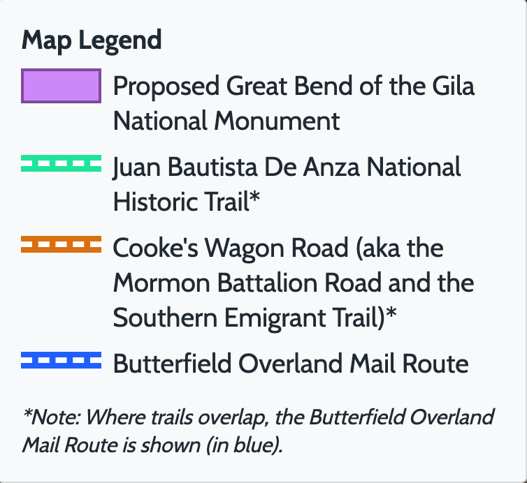 Illustration highlighting the Great Bend of the Gila National Monument, a protected public land area rich in natural and cultural resources.