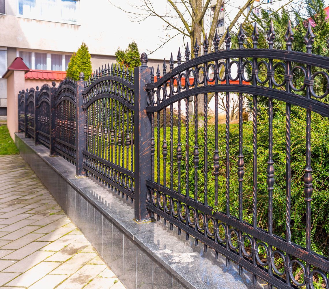 black wrought iron fence