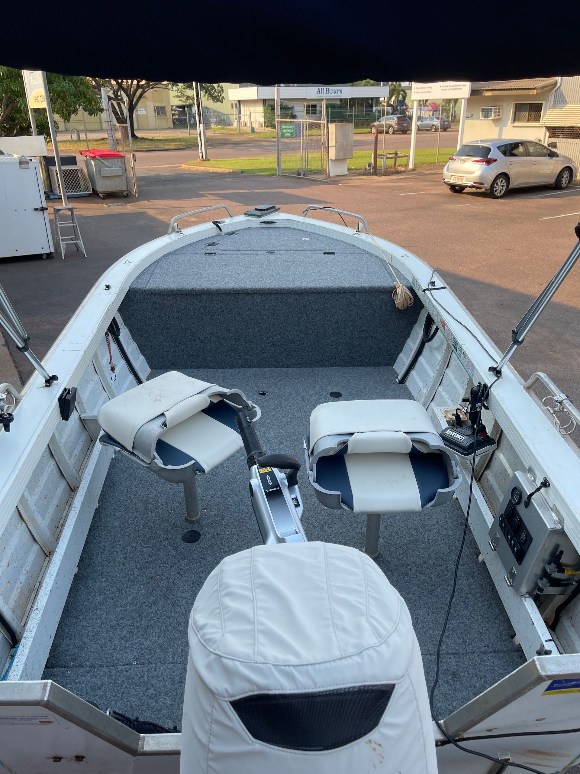 The Inside of a Boat with two seats — Allycraft Modifications in Berrimah, NT