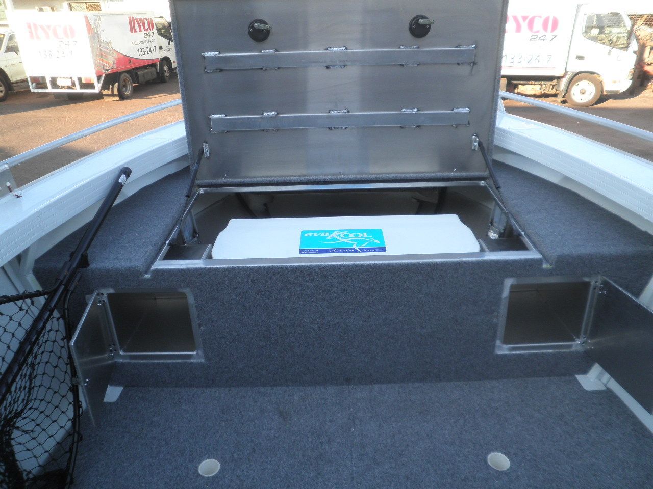 The back of a boat with a cooler in it — Allycraft Modifications in Berrimah, NT