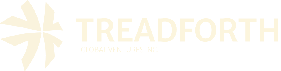 A light yellow logo featuring a stylized flower symbol to the left of the text "TREADFORTH".