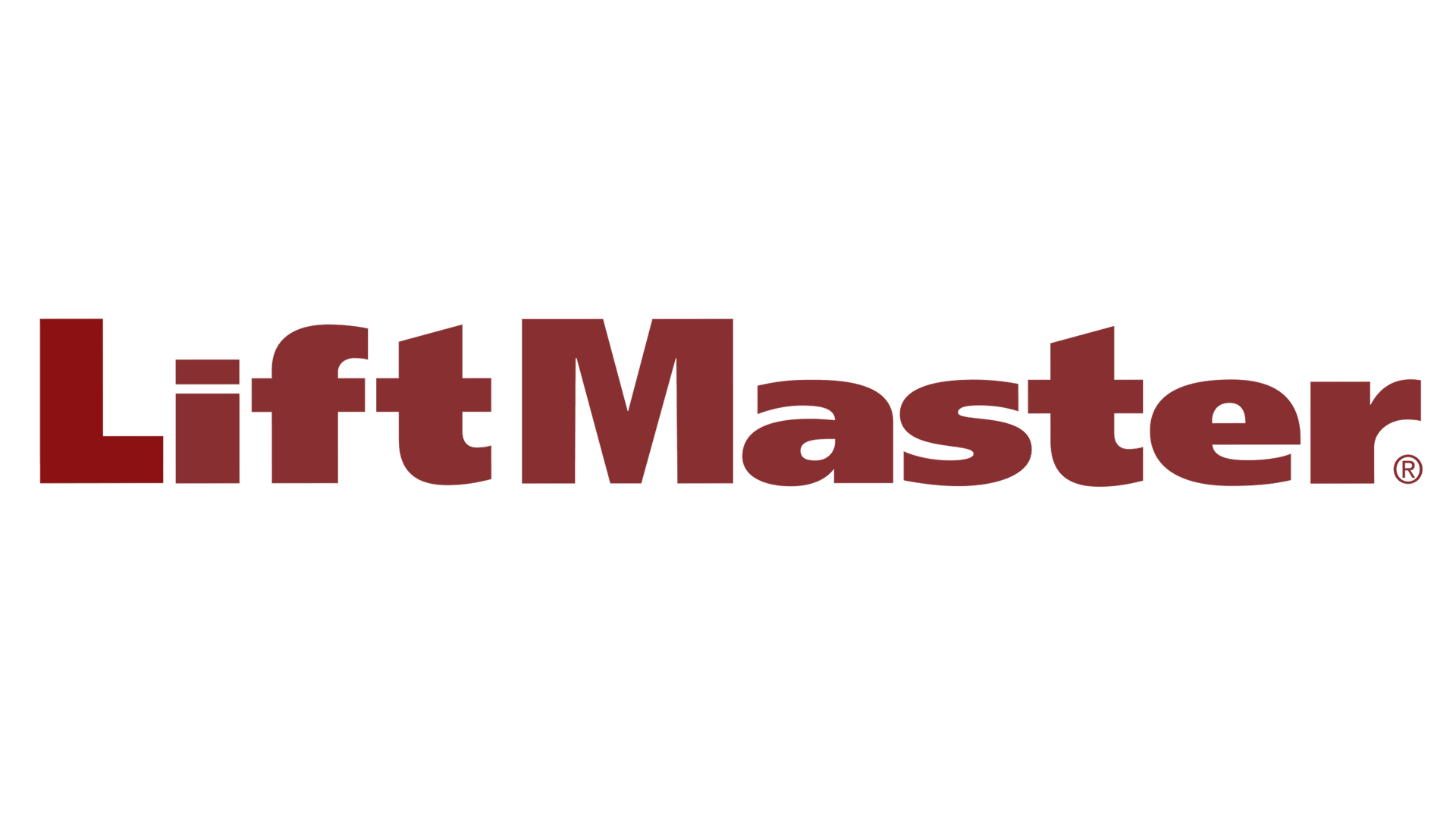 The lift master logo is red and white on a white background.