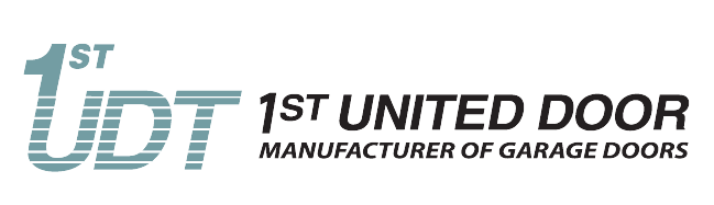 The logo for 1st united door manufacturer of garage doors