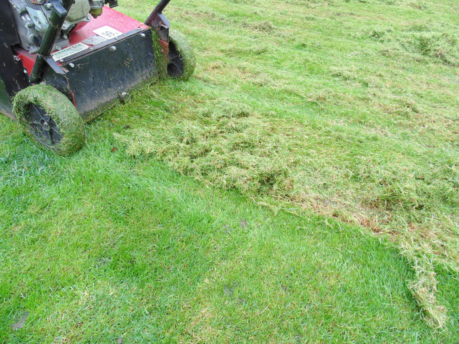 camon scarifier on green grass lawn