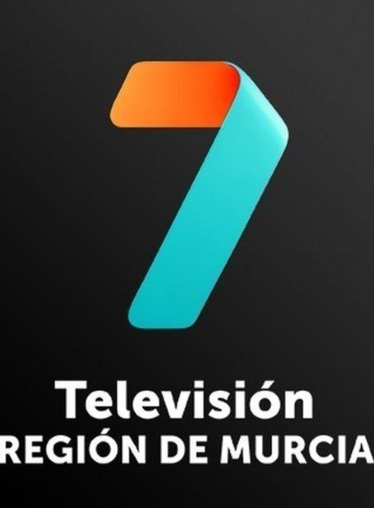 Un logotipo para la televisión de la región de Murcia con un número 7 azul y naranja.