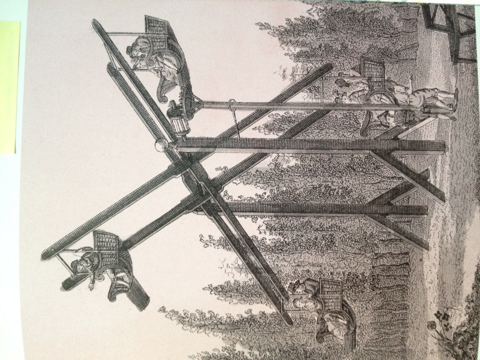 Un dibujo en blanco y negro de una silla con una bandera encima.